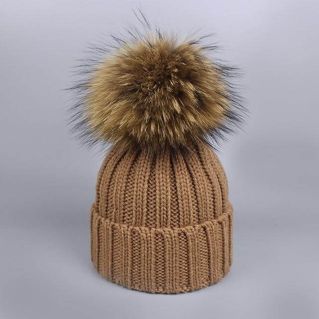 Maliben | Warm Knitted Fur Hat Scarf Set
