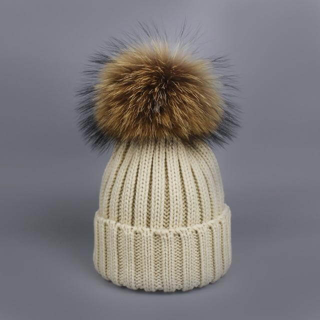 Maliben | Warm Knitted Fur Hat Scarf Set