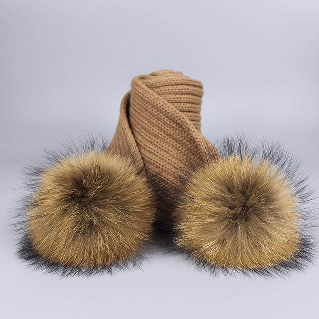Maliben | Warm Knitted Fur Hat Scarf Set