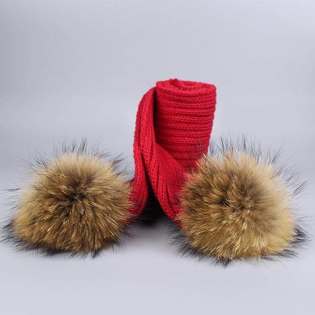 Maliben | Warm Knitted Fur Hat Scarf Set