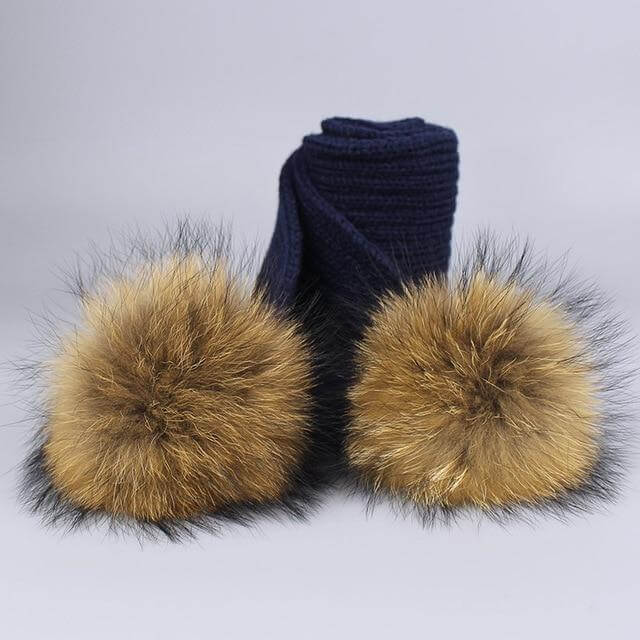 Maliben | Warm Knitted Fur Hat Scarf Set