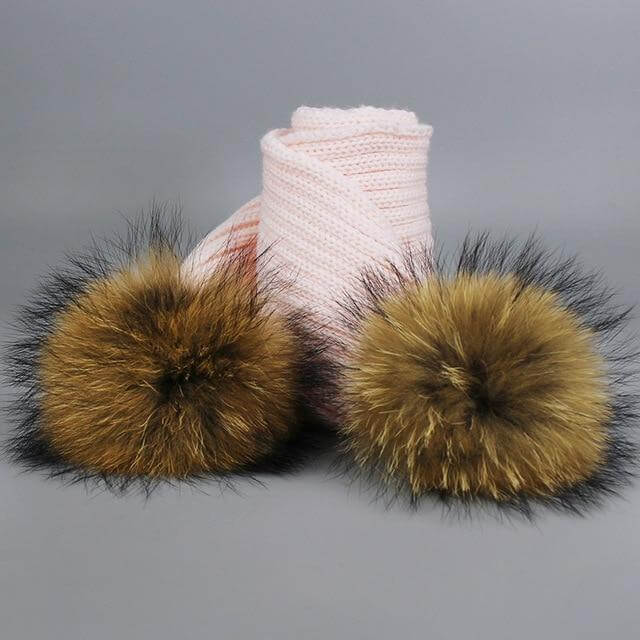 Maliben | Warm Knitted Fur Hat Scarf Set
