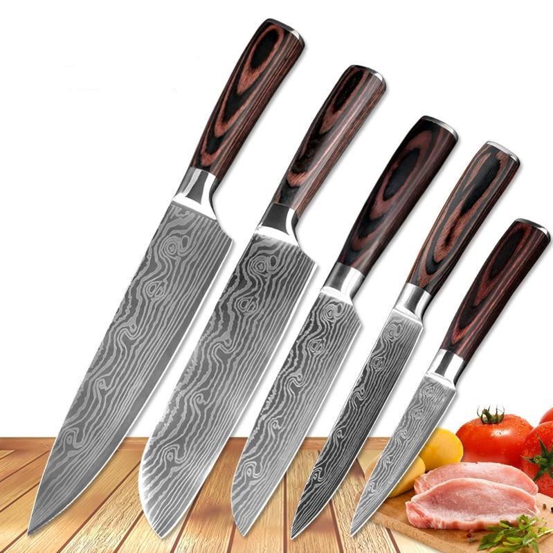 Maliben | Japanese Chef Knife Set Professional Ikasu High Carbon Steel Damascus