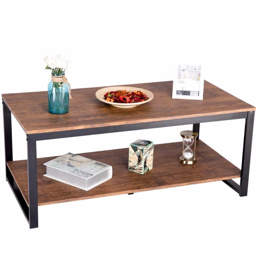 Maliben | Modern Metal Frame Rectangle Coffee Table