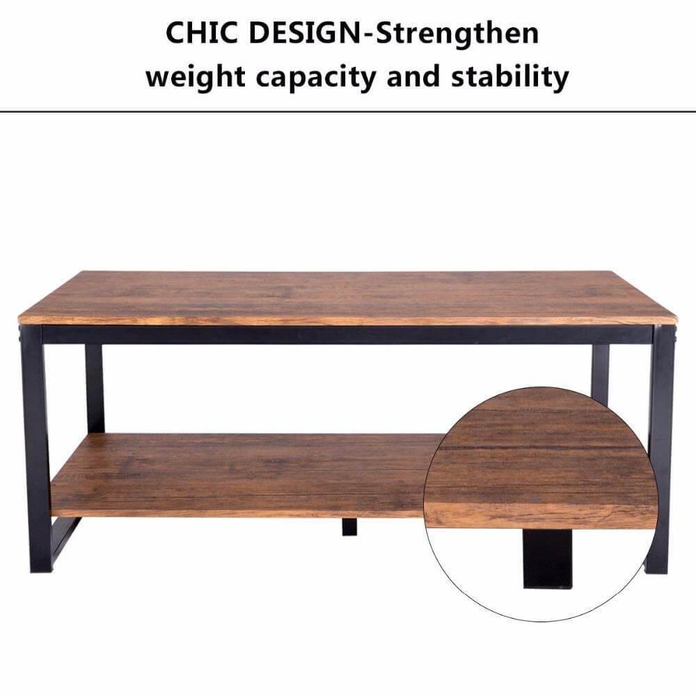 Maliben | Modern Metal Frame Rectangle Coffee Table