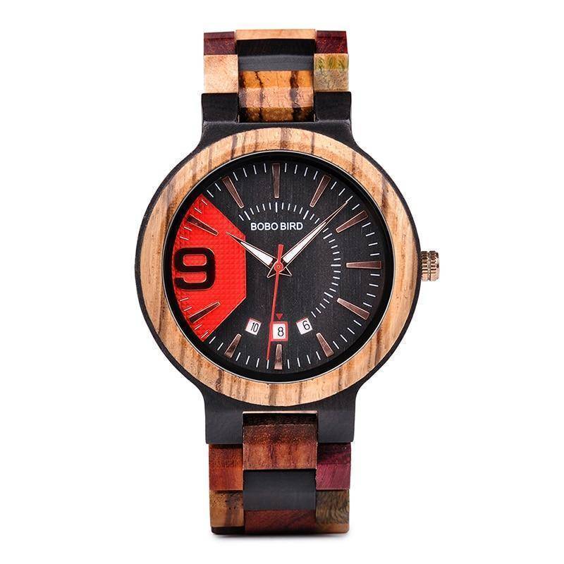 Maliben | Wooden Mens Watch Men Date Display In Wood Gift Box