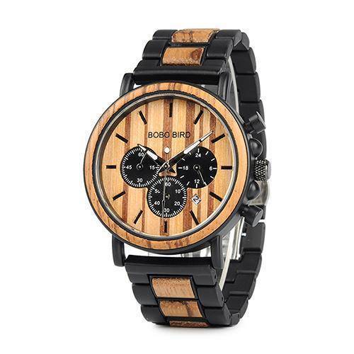 Maliben | Wooden Men's Watch Military Chronograph