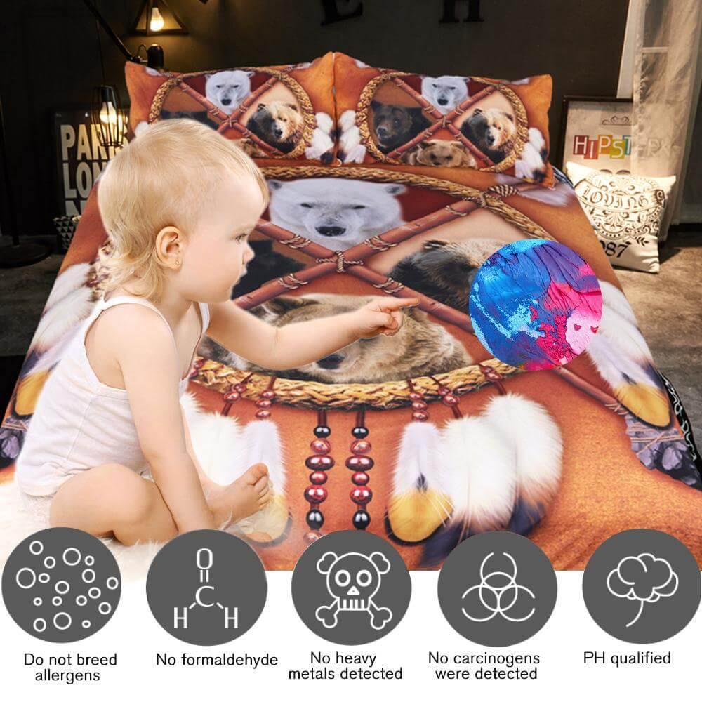 Maliben | 3pcs 3d Wild Animal Native American Dreamcatcher Comfortable Duvet Cover Bedding Set