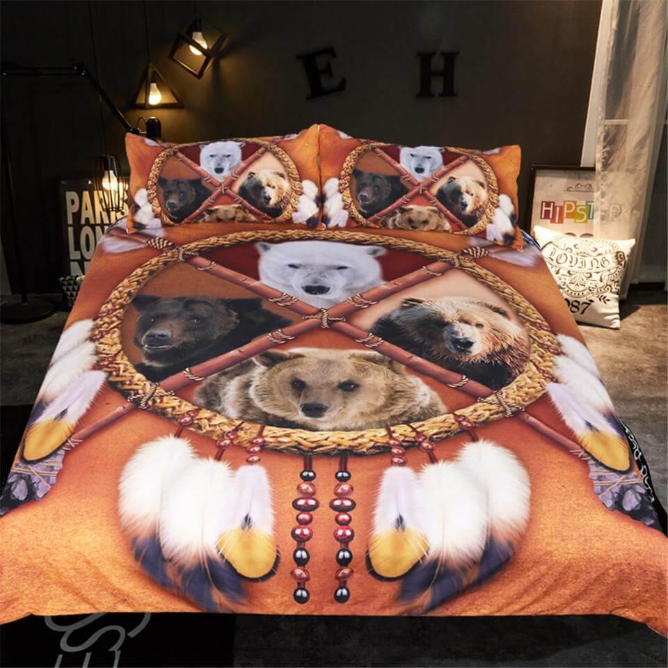 Maliben | 3pcs 3d Wild Animal Native American Dreamcatcher Comfortable Duvet Cover Bedding Set