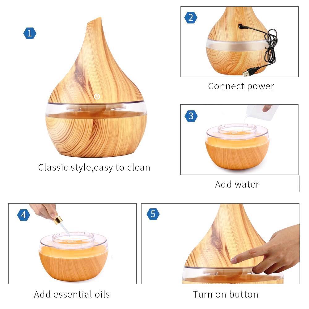 Maliben | Wood Grain Electric Air Humidifier Ultrasonic Essential Oil Diffuser