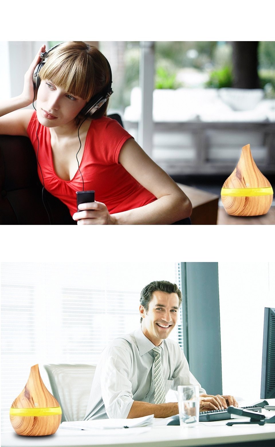 Maliben | Wood Grain Electric Air Humidifier Ultrasonic Essential Oil Diffuser