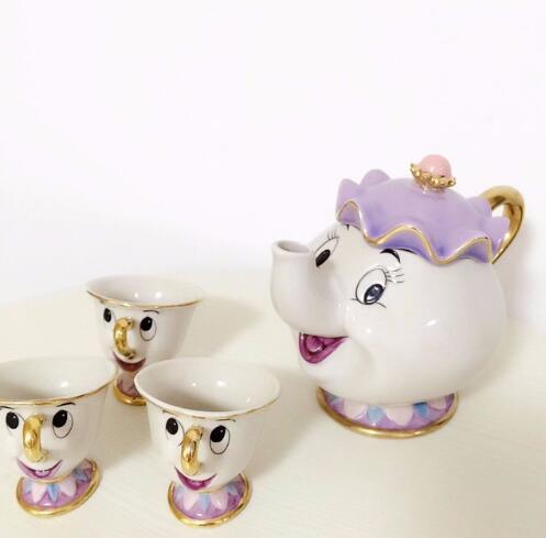 Maliben | Limited Cartoon Beauty and the Beast Bone China Cup Tea Set Mrs. Potts and Chips Teapot Coffee Cups Set