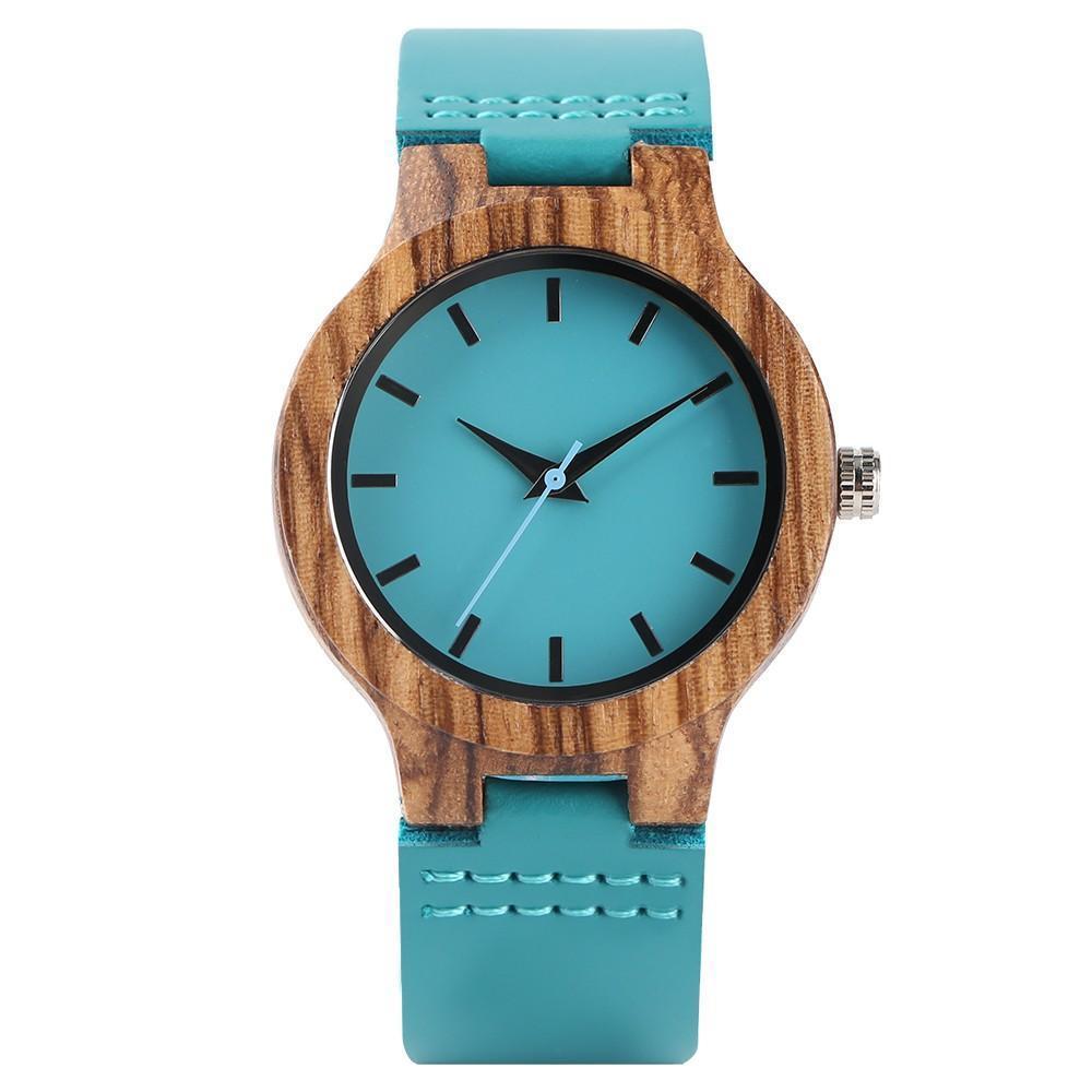 Maliben | Women’S Bamboo Wooden Watch - Wristwatch Turquoise