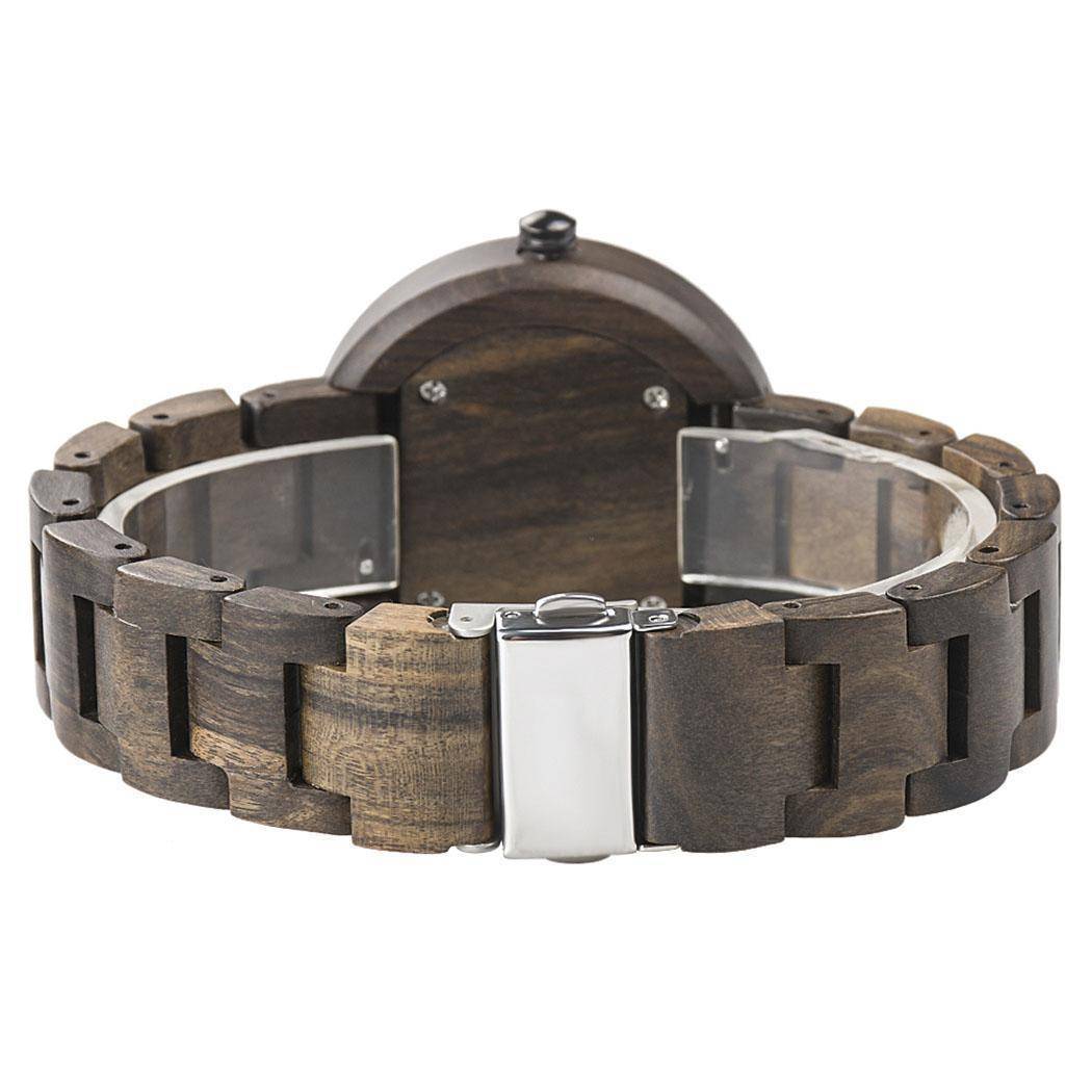Maliben | Womens SAndalwood and Ebony Wooden Watch - Analog Quartz Wristwatch