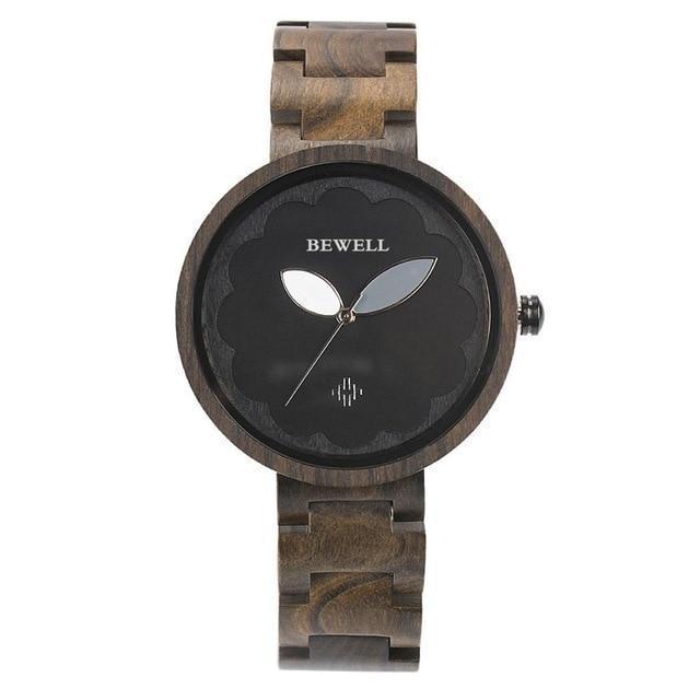 Maliben | Womens SAndalwood and Ebony Wooden Watch - Analog Quartz Wristwatch