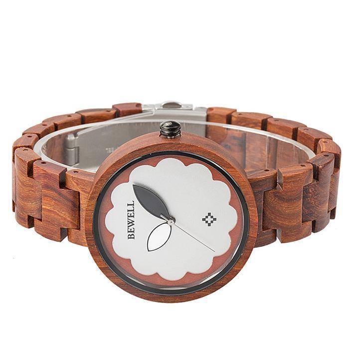 Maliben | Womens SAndalwood and Ebony Wooden Watch - Analog Quartz Wristwatch