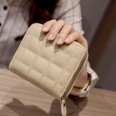 Maliben | Women Short Pu Leather Plaid Purses Nubuck Card Holder
