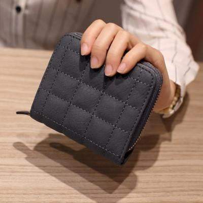 Maliben | Women Short Pu Leather Plaid Purses Nubuck Card Holder