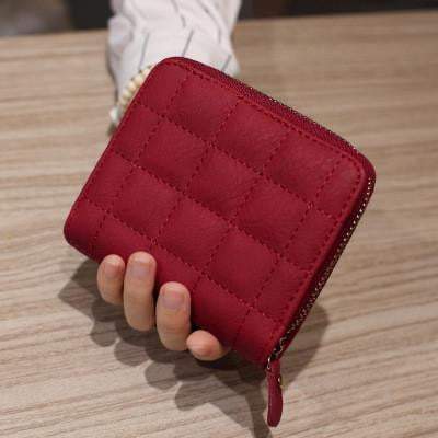 Maliben | Women Short Pu Leather Plaid Purses Nubuck Card Holder