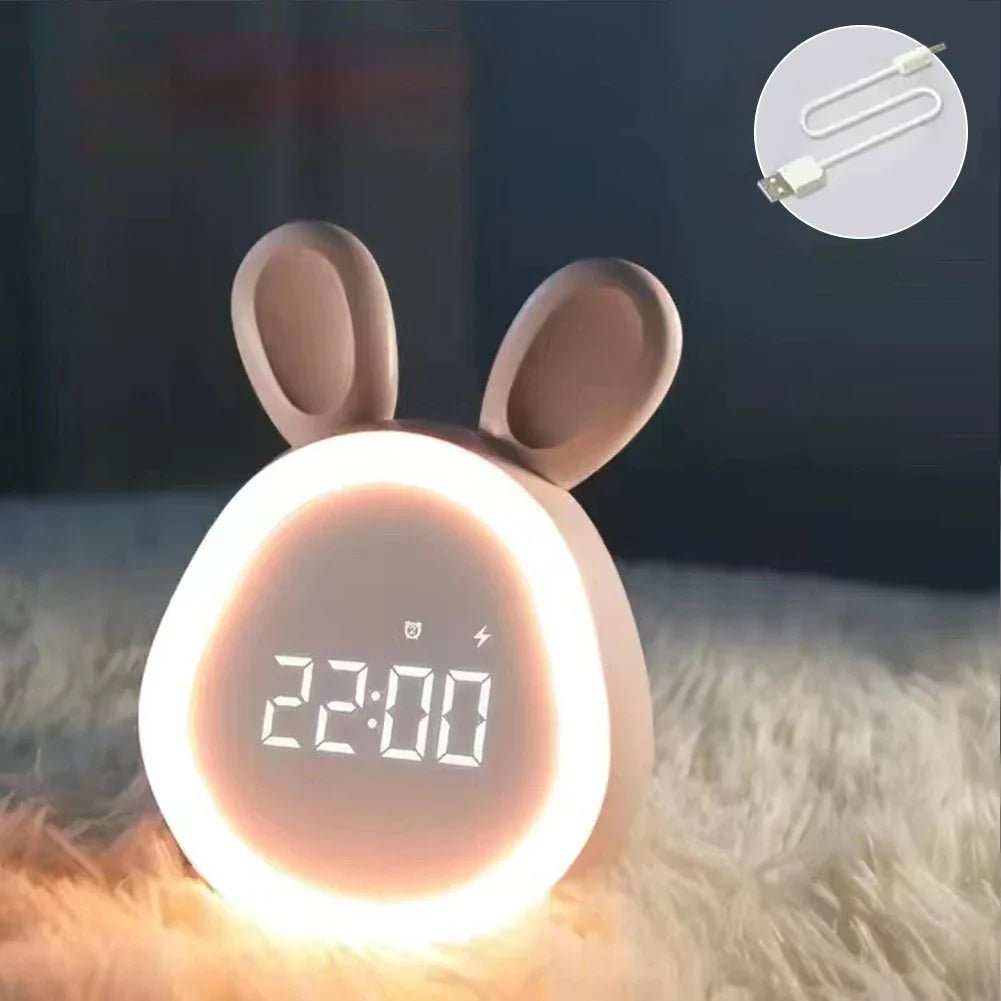 Maliben | Rabbit-Shaped Children's Alarm Clock With Led Night Light - Bunniglow