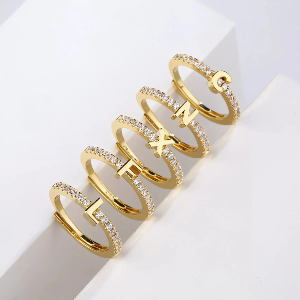 Maliben | Radiant Adjustable Letter Initial Rings