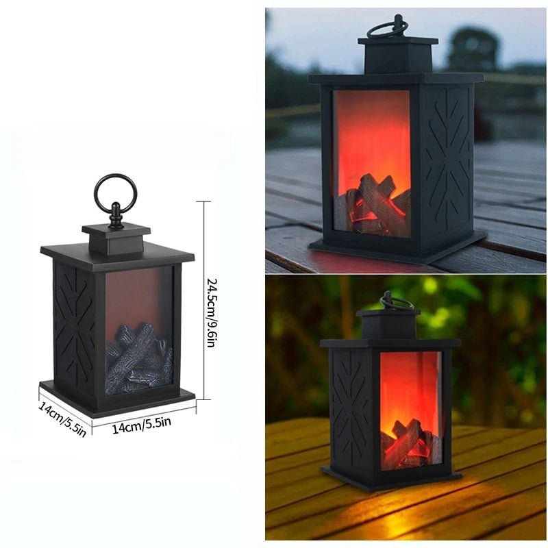 Maliben | Retro Fireplace Lantern – Flickering Flame Night Light For Christmas Charm, Usb/Battery-Powered Holiday Décor