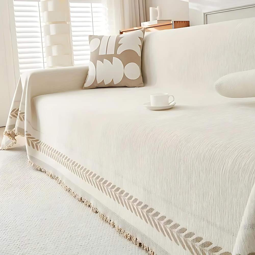 Maliben | Rustic Cotton Tassel Sofa Cover