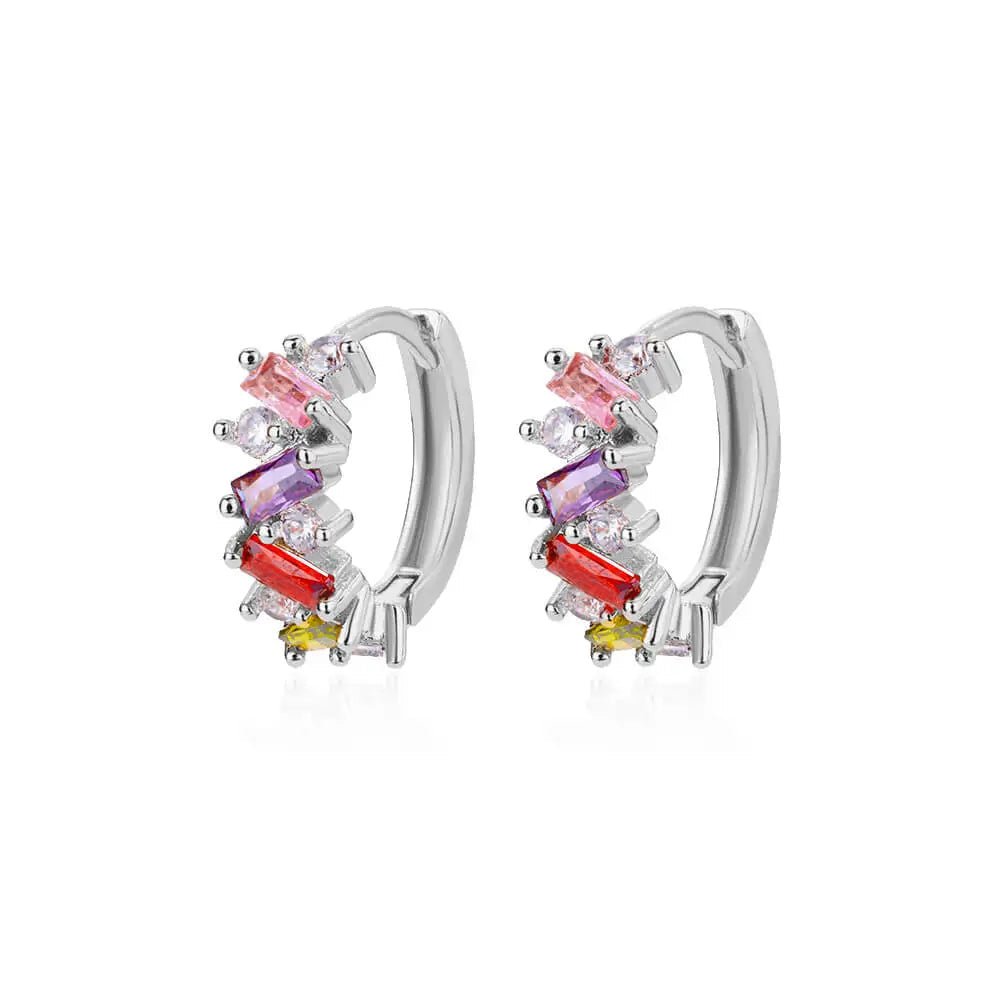 Maliben | Scattered Diamonds Hoop Earrings