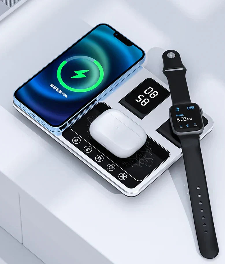 Maliben | Easycharge - 4-In-1 Wireless Charging Station For Iphone, Apple Watch And Airpods - Fast And Efficient Charger