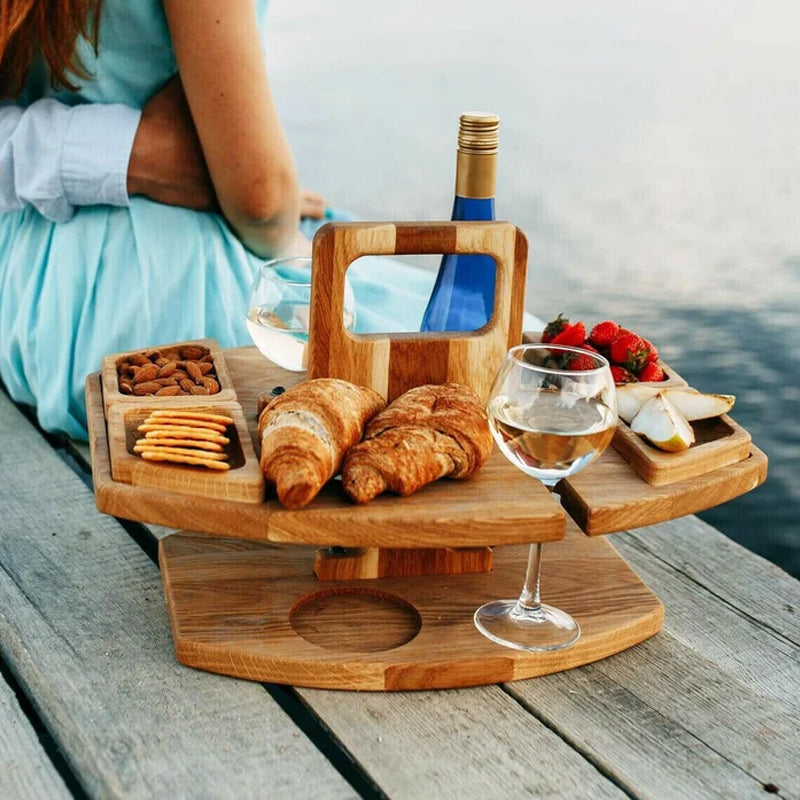 Maliben | Portable Wooden Picnic Table With Spacious Serving Area 36x31x26cm