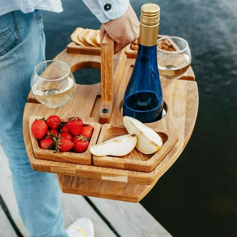 Maliben | Portable Wooden Picnic Table With Spacious Serving Area 36x31x26cm