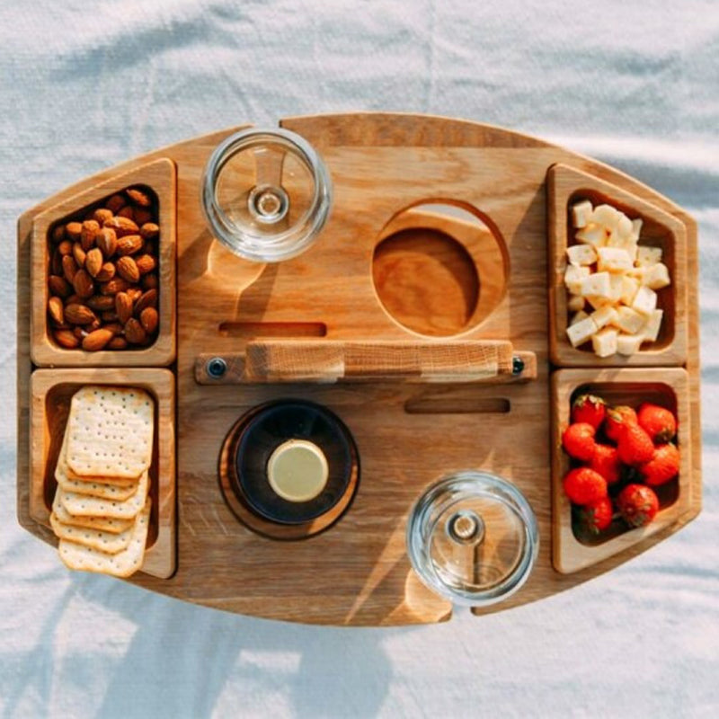 Maliben | Portable Wooden Picnic Table With Spacious Serving Area 36x31x26cm