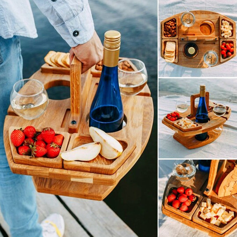 Maliben | Portable Wooden Picnic Table With Spacious Serving Area 36x31x26cm