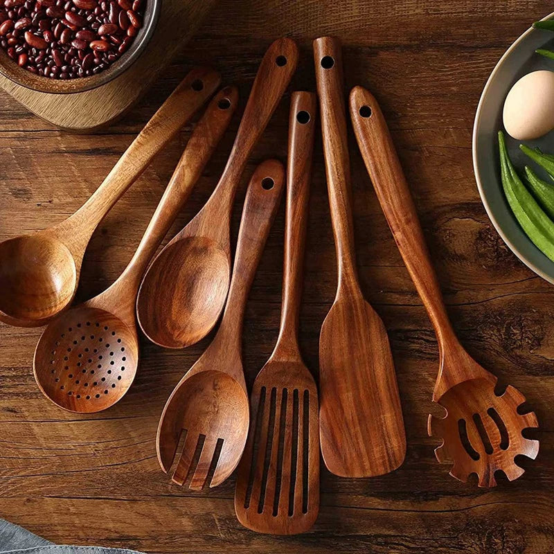 Maliben | Ecochef – Set Of Teak Kitchen Utensils