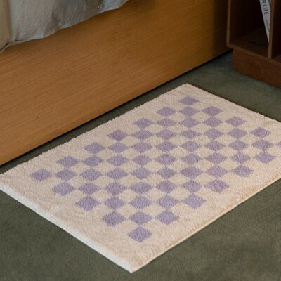 Maliben | Soft, Fluffy Bathroom Rug With Check Pattern