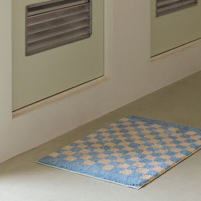 Maliben | Soft, Fluffy Bathroom Rug With Check Pattern