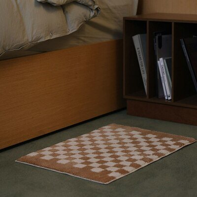 Maliben | Soft, Fluffy Bathroom Rug With Check Pattern