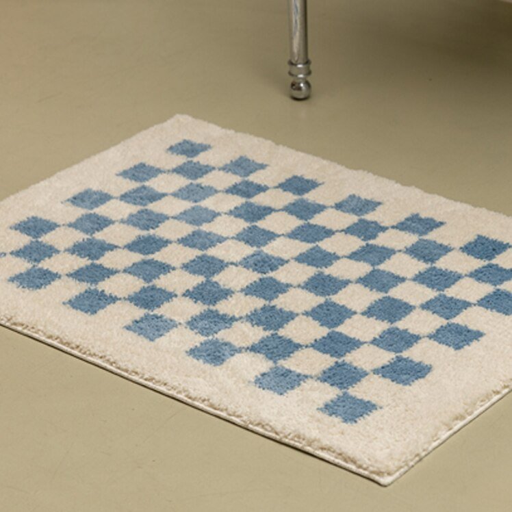 Maliben | Soft, Fluffy Bathroom Rug With Check Pattern