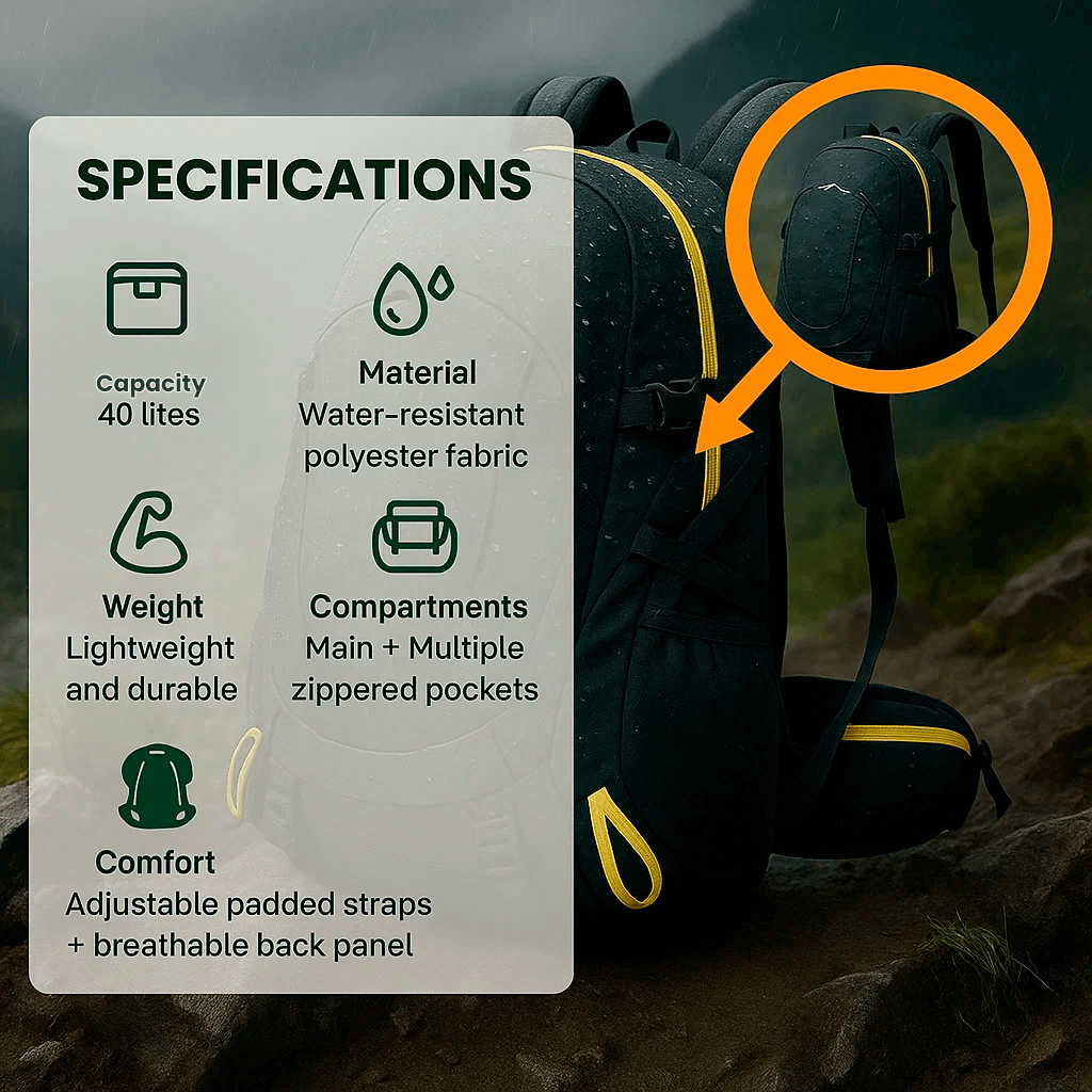 Maliben | 40l Waterproof Hiking Backpack With Multiple Compartments For Outdoor Adventures And Travel