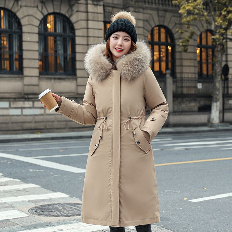 Maliben Winter coat with hood and fur collar, casual parka for women