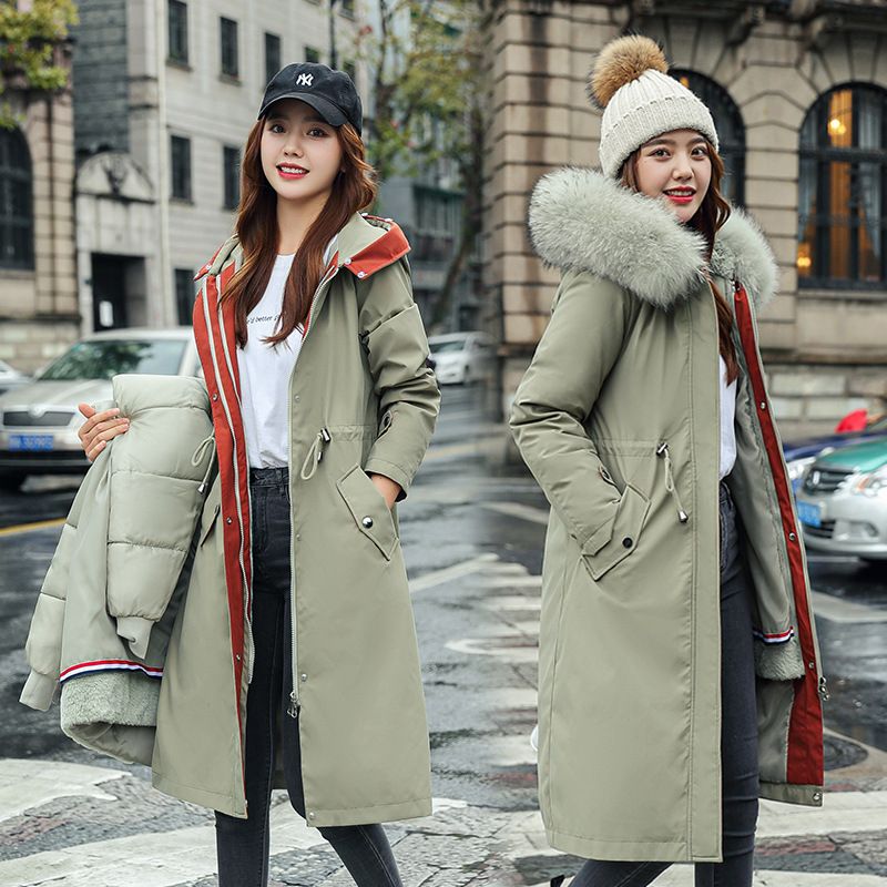 Maliben Winter coat with hood and fur collar, casual parka for women