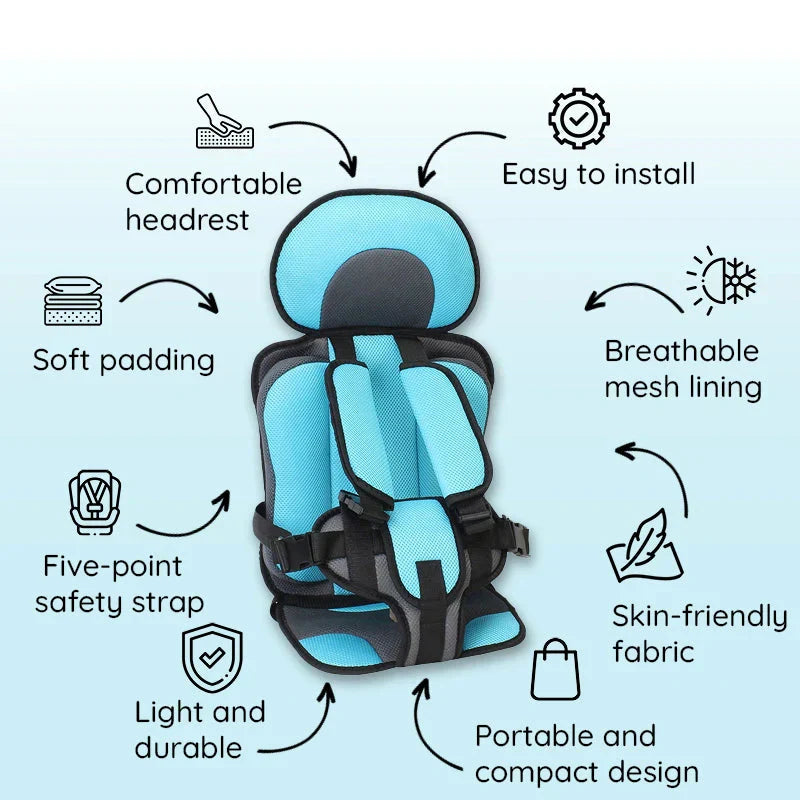 Maliben Travel Car Seat Portable Toddler Booster Safety Compact Harness Foldable