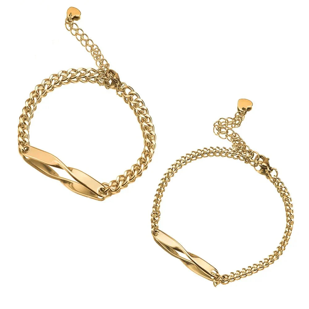 Maliben | Twisted Name & Date Couples Bracelets