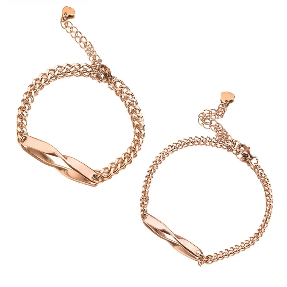 Maliben | Twisted Name & Date Couples Bracelets