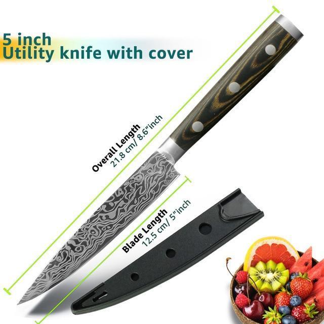 Maliben | Santoku Japanese Professional Chef Knife 8 Inch High Carbon Stainless Steel