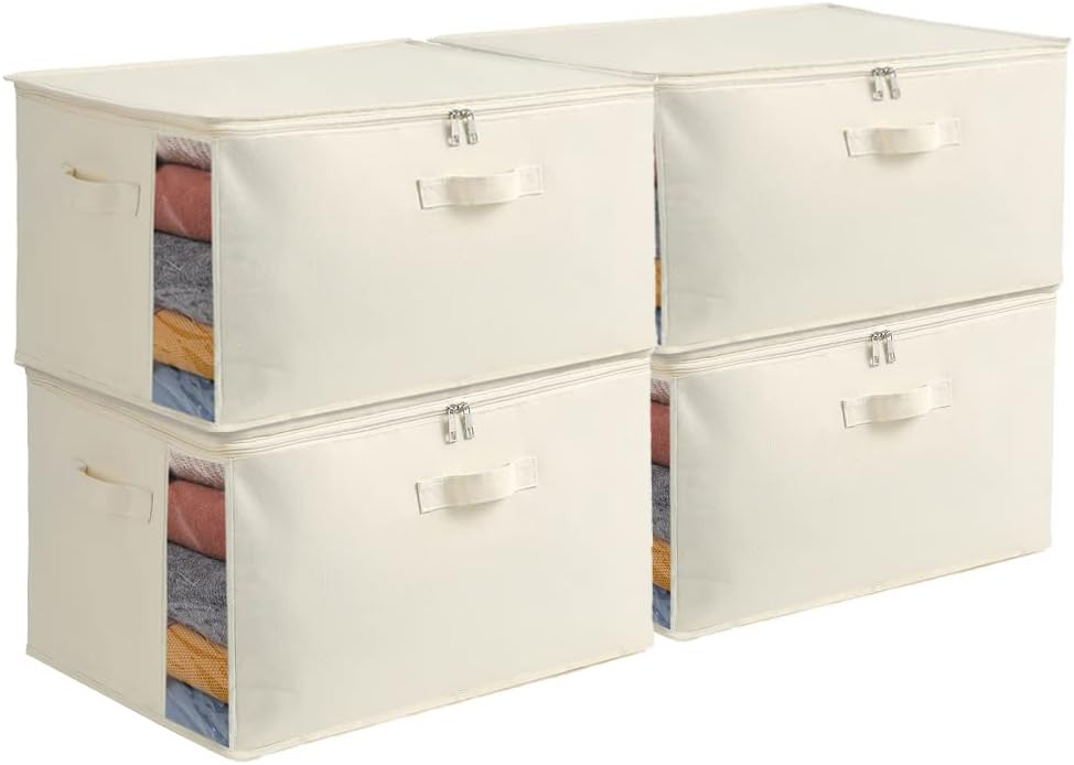Maliben | Canvas Clothing Storage Organizer Set – Double Zipper Bag With Handles & Viewing Window