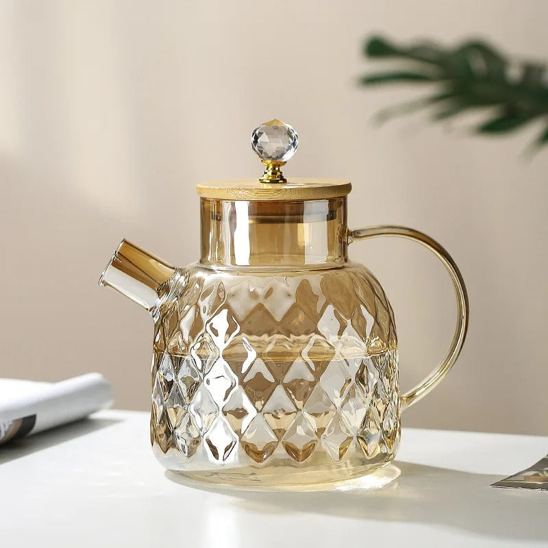 Maliben | Classic Crystal Teapot | Glass & Wood
