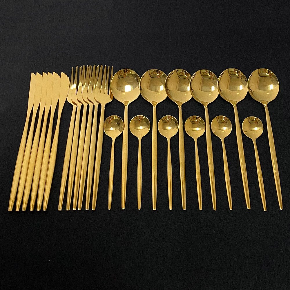MAliben | Royalglimmer Gold Cutlery Set - Gold Cutlery Set For a Luxurious Table Decoration