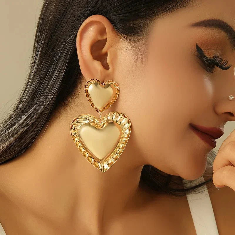 Maliben | Vintage Inspired Classy Double Heart Earrings