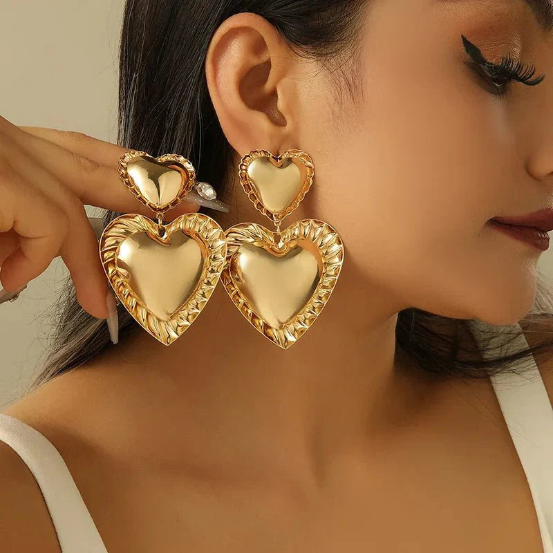 Maliben | Vintage Inspired Classy Double Heart Earrings